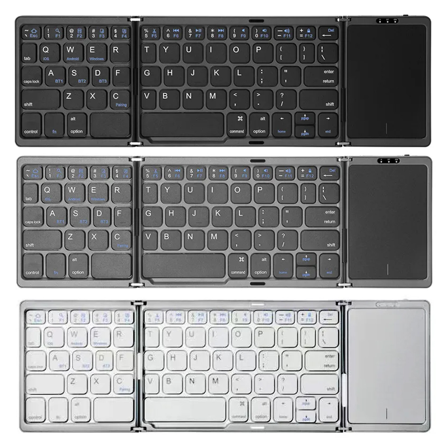 Gaming Console For Ipad - タッチパッド付き3つ折りBluetoothキーボード、充電式ミニデュアルBluetoothワイヤレスキーボード（Windows、Android、iOS、iPad対応）