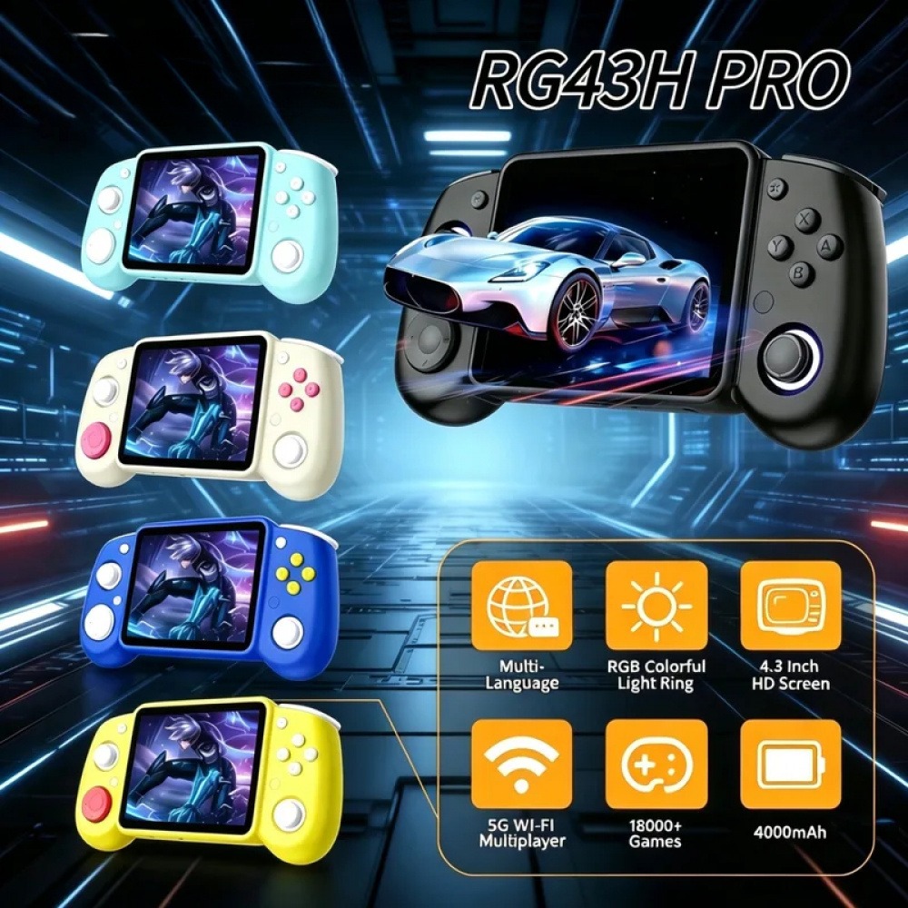 Q21 Gaming Console - RG43H Pro ポータブルレトロハンドヘルドゲーム機 4.3インチ 1024×768 22000種類のゲーム内蔵