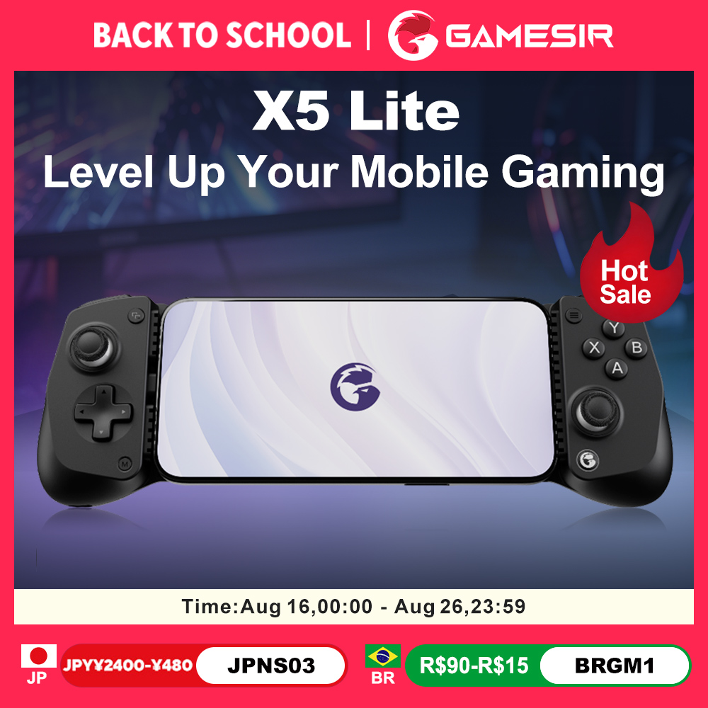 Gaming Console Ipad - GameSir X5 Liteモバイルゲームパッド、iPhone 16/15、iPad Mini、Androidタブレット対応、ホール効果ジョイスティック搭載のスマホゲームコントローラー