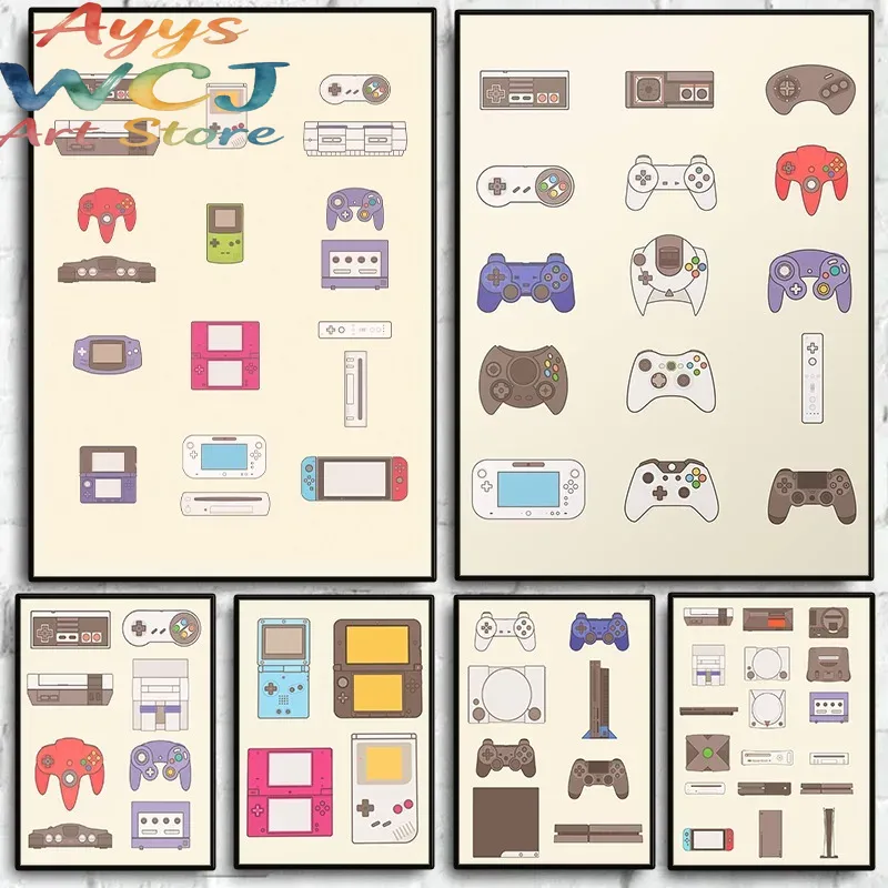 Evolution Gaming Console - ビデオゲーム携帯型およびコンソール進化ポスターゲームパッドキャンバス絵画ウォールアート写真ゲームルームマンケーブ家の装飾用