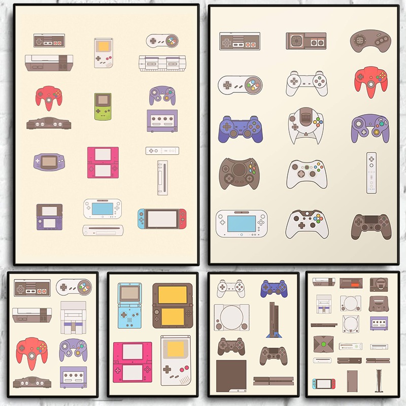 Evolution Gaming Console - (2D キャンバス絵画) ビデオゲームハンドヘルドおよびコンソールの進化ポスターゲームパッドキャンバス絵画壁アート絵画ゲーム用 Ro