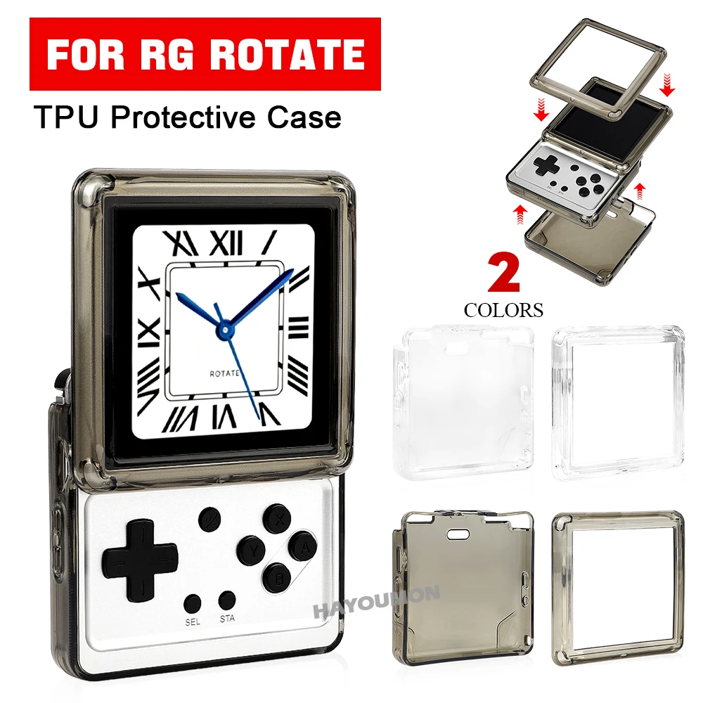 Gaming Console Anbernic - クリアブラック TPU ゲームコンソールケース Anbernic RG 用回転耐衝撃保護カバー透明ソフトシェルゲームアクセサリー