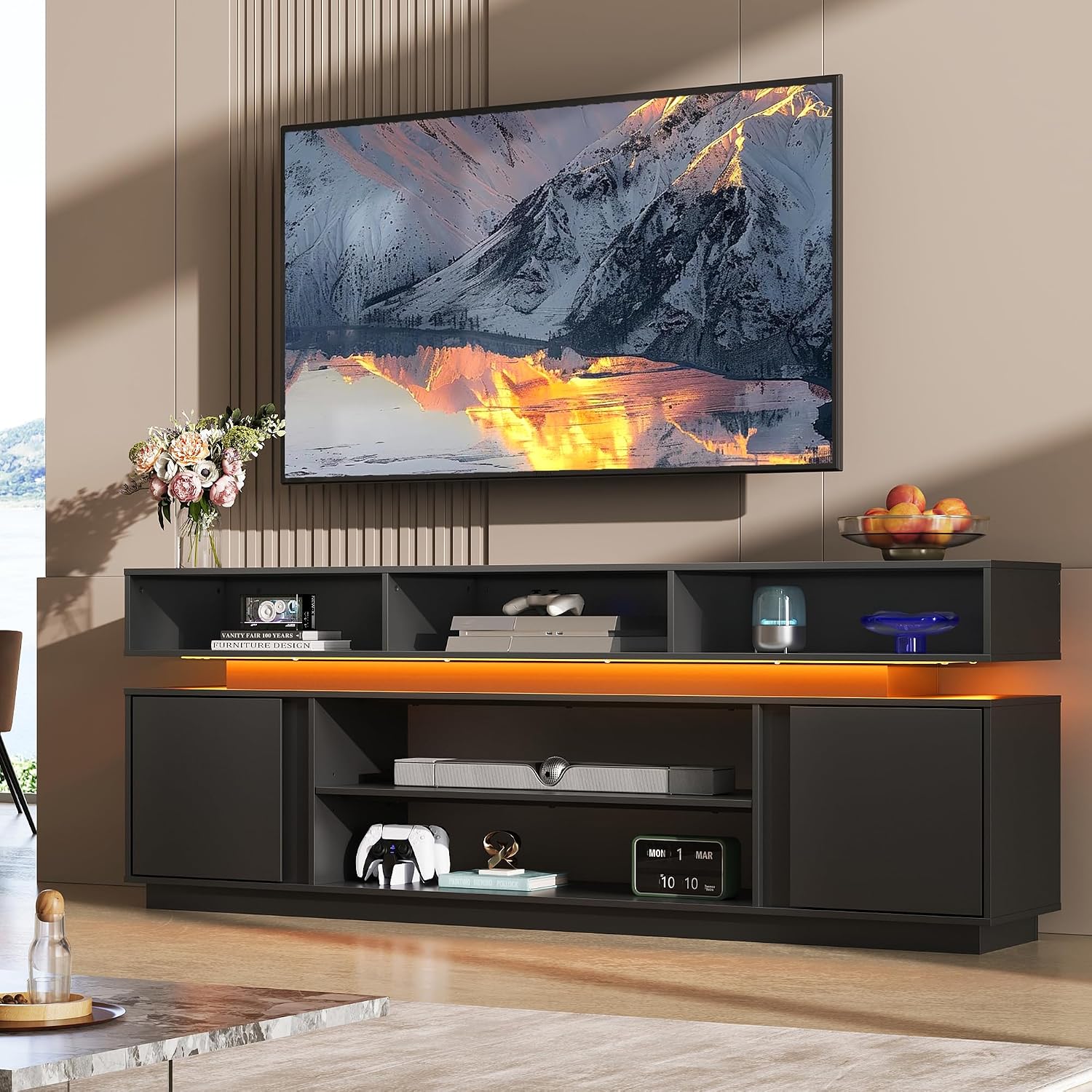 モダンなテレビスタンド 75インチ エンターテイメントセンタ - Gaming Console Cabinet のレビューと価格
