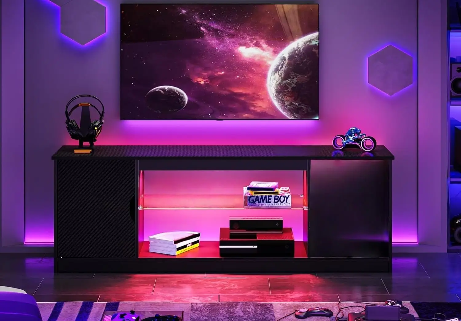 PS5用ゲーミングTVコンソールエンターテイメントスタンド、 - Gaming Console Cabinet のレビューと価格