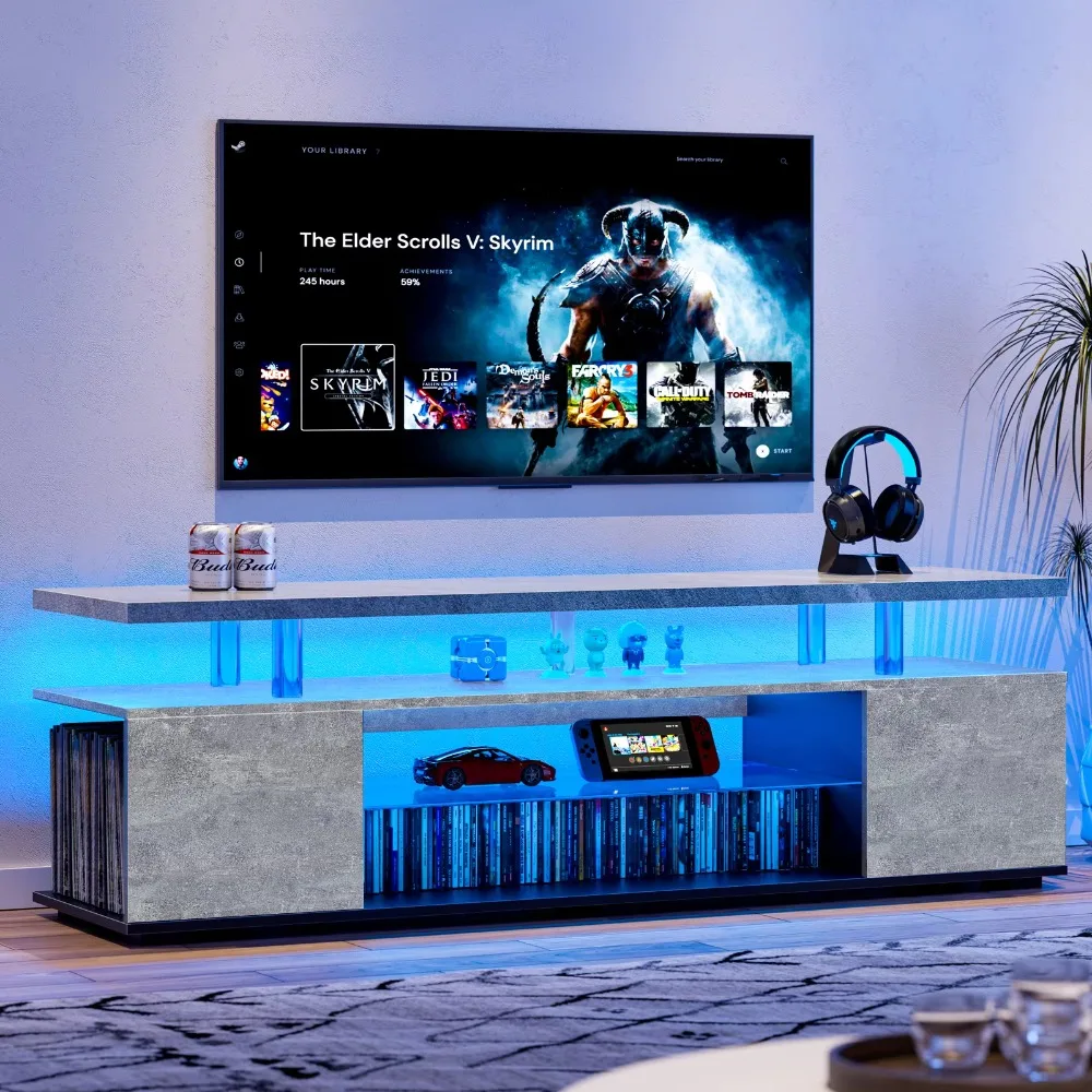 70インチテレビ用テレビ台 LEDゲーミングエンターテイメン - Gaming Console Cabinet のレビューと価格