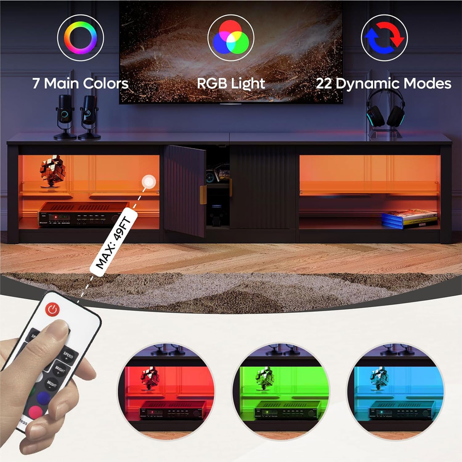 80インチテレビスタンド、75～90インチテレビ対応、LED - Gaming Console Cabinet のレビューと価格