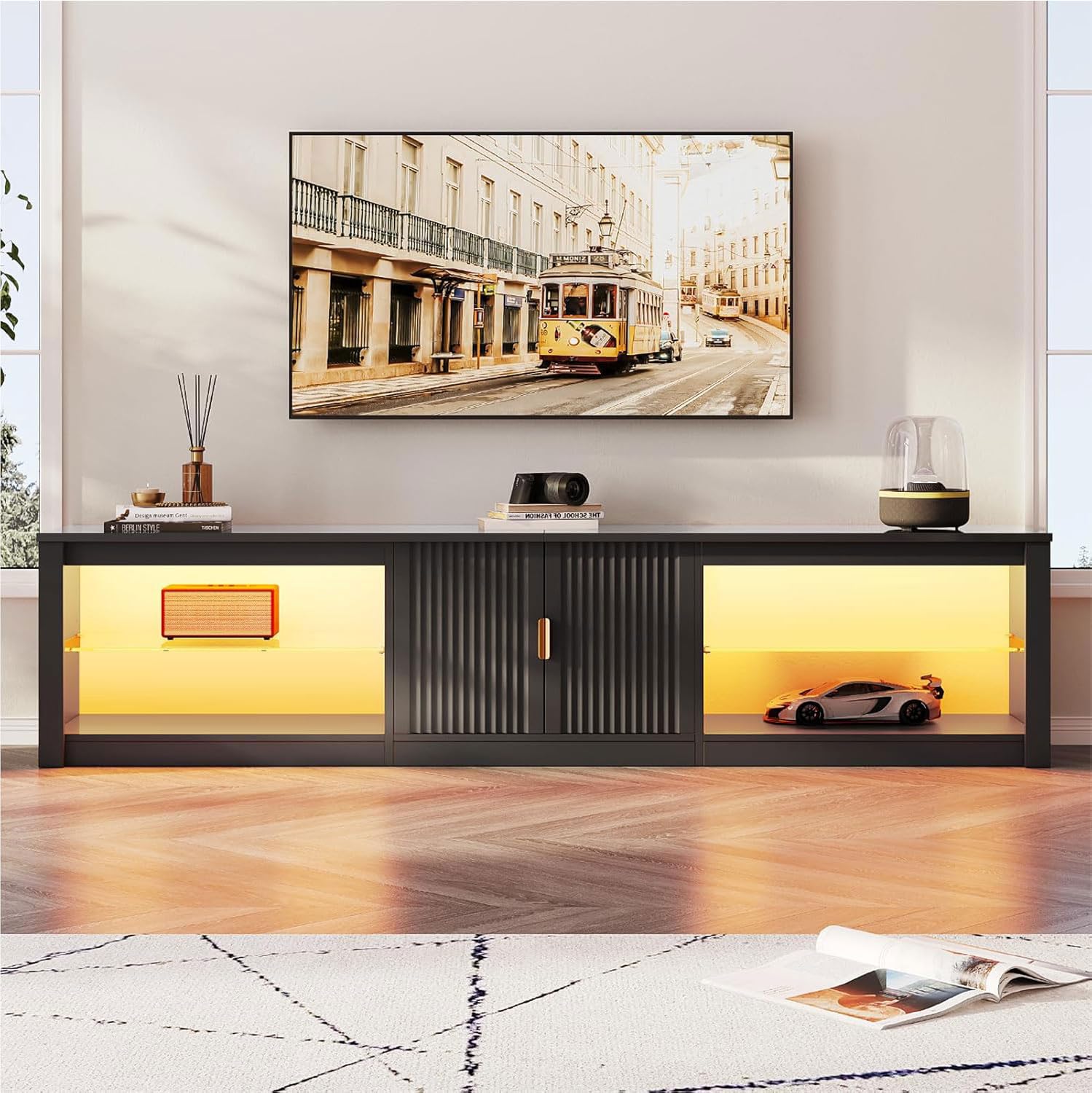80インチテレビスタンド、75～90インチテレビ対応、LED - Gaming Console Cabinet のレビューと価格
