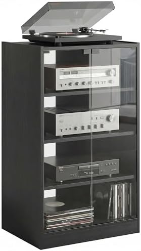 メディアキャビネット、4段ステレオキャビネット、ビニールレコ - Gaming Console Cabinet のレビューと価格