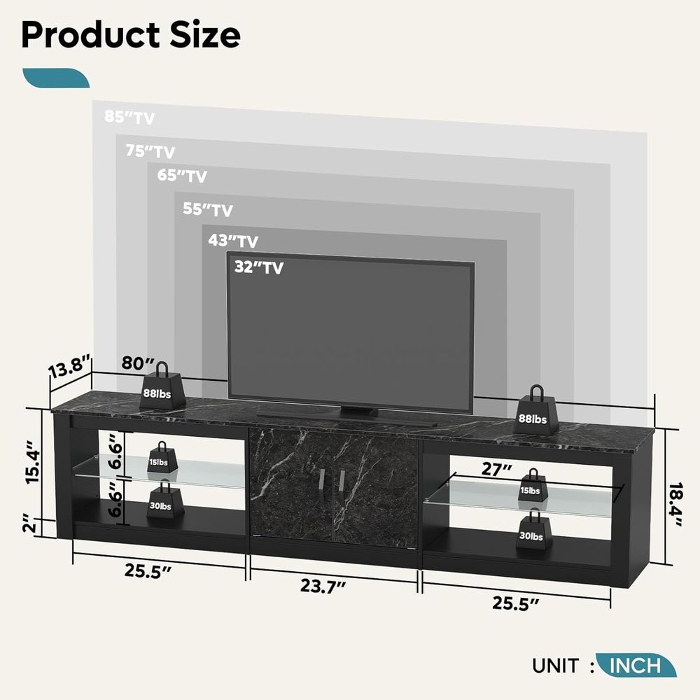 80インチテレビスタンドまたは75/85/86インチテレビ、 - Gaming Console Cabinet のレビューと価格