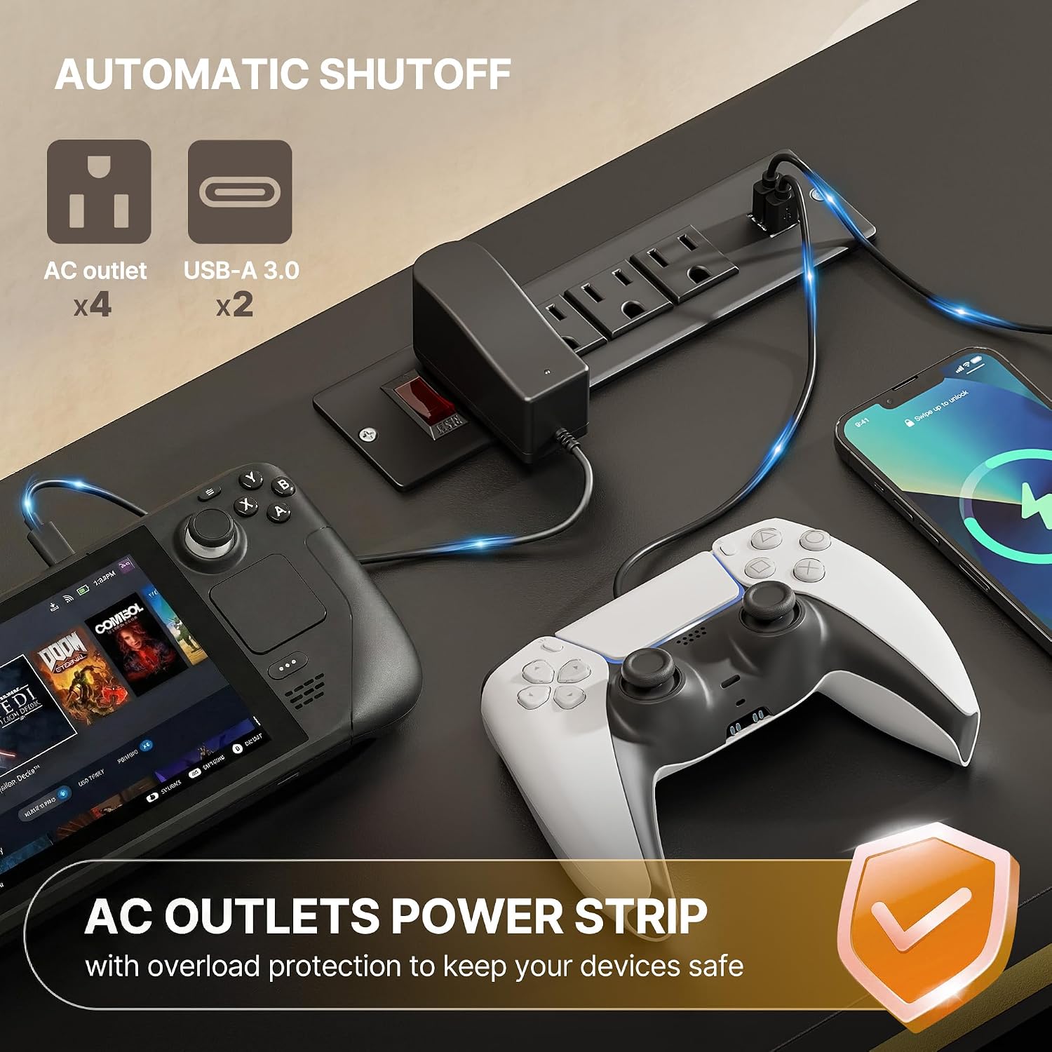 モダンなテレビスタンド、LEDライト付きキャビネット、電源コ - Gaming Console Cabinet のレビューと価格
